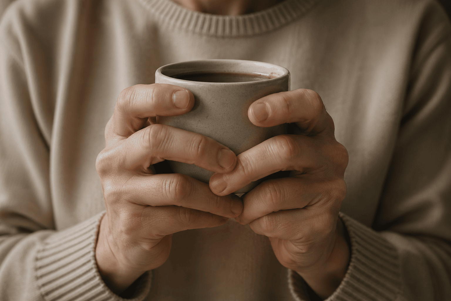 person holding coffee cup illustrating caffeine stimulation effects in ginseng vs coffee comparison