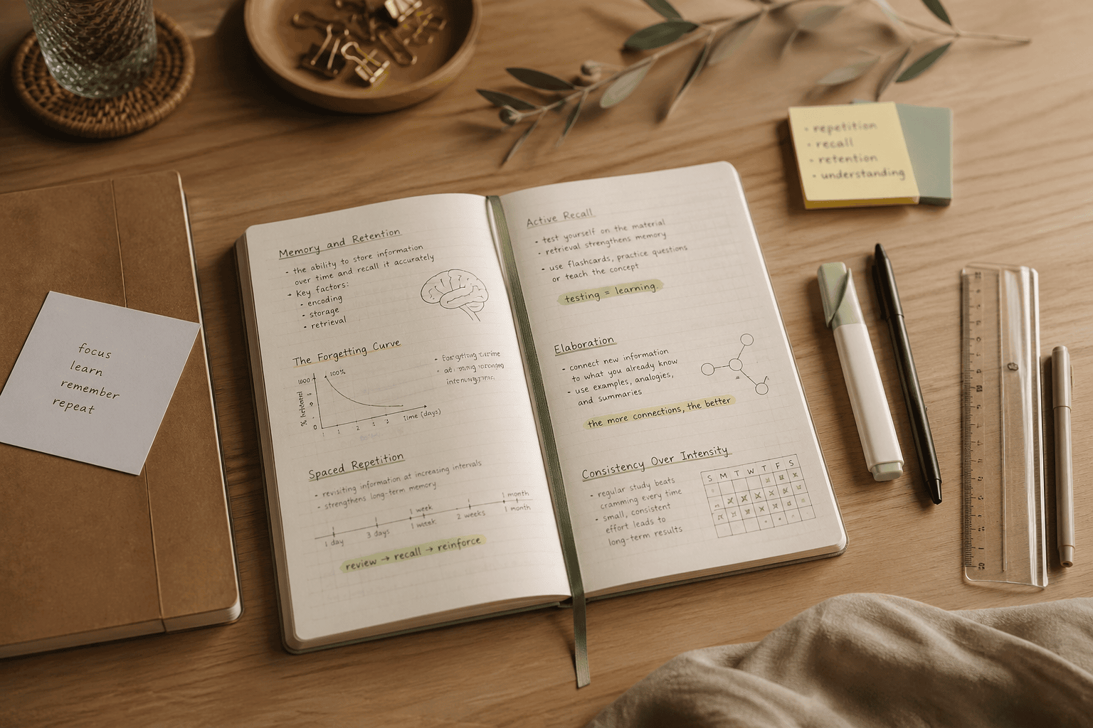study workspace with notes illustrating American ginseng benefits for cognitive health focus memory and mental clarity