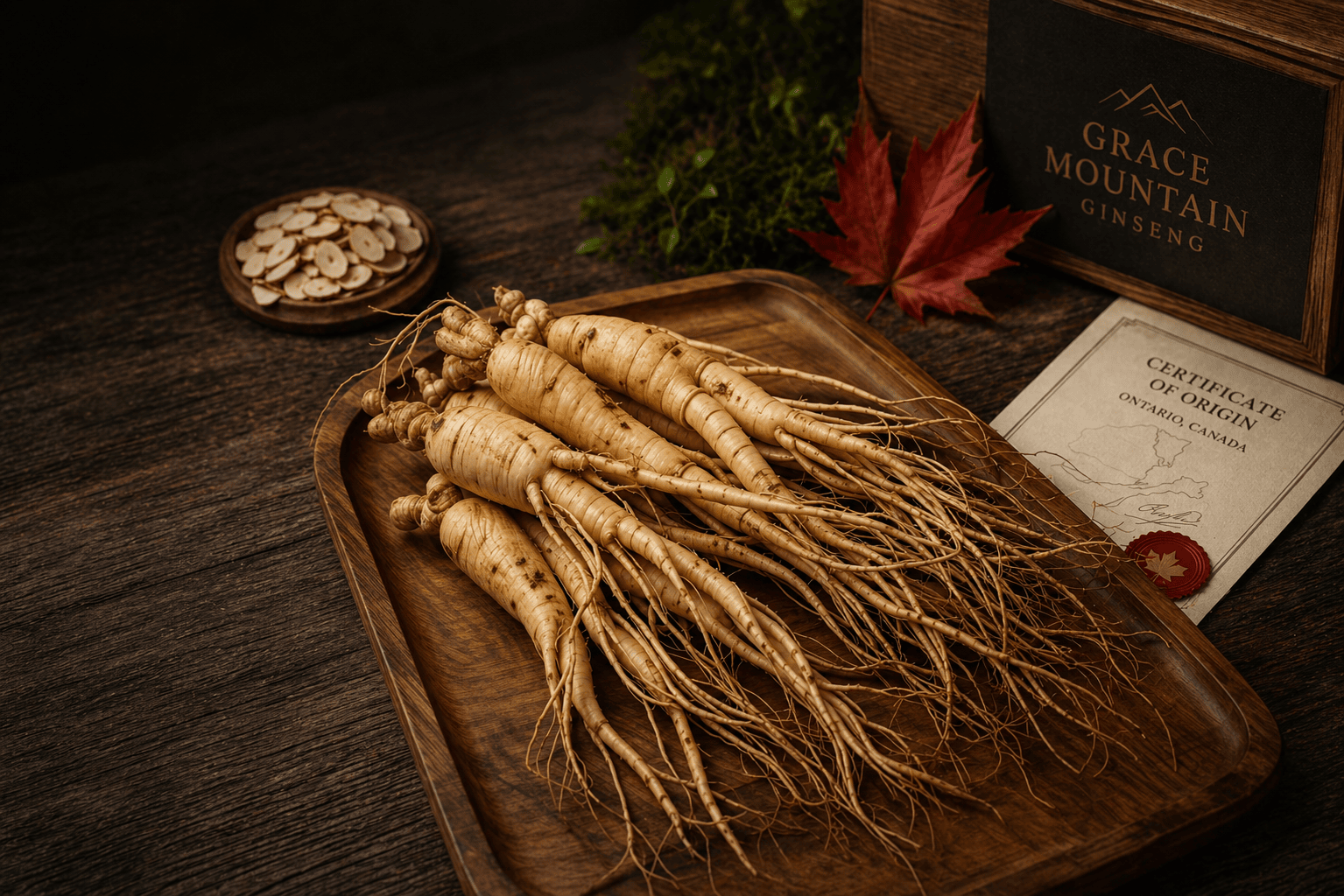 high quality Canadian ginseng roots showing age shape and grading factors for premium selection